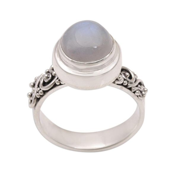 Alternate image for Rainbow Moonstone and Sterling Silver Ring from Bali Translucent Forest