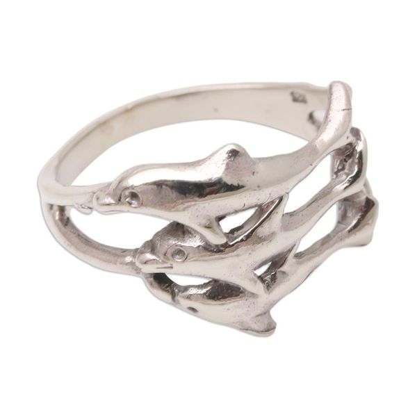 Alternate image for Sterling Silver Dolphin-Themed Cocktail Ring Synchronized Swimmers