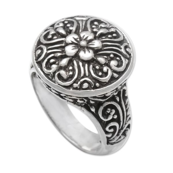 Alternate image for Bali Artisan Crafted Floral Cocktail Ring Crown of Flowers