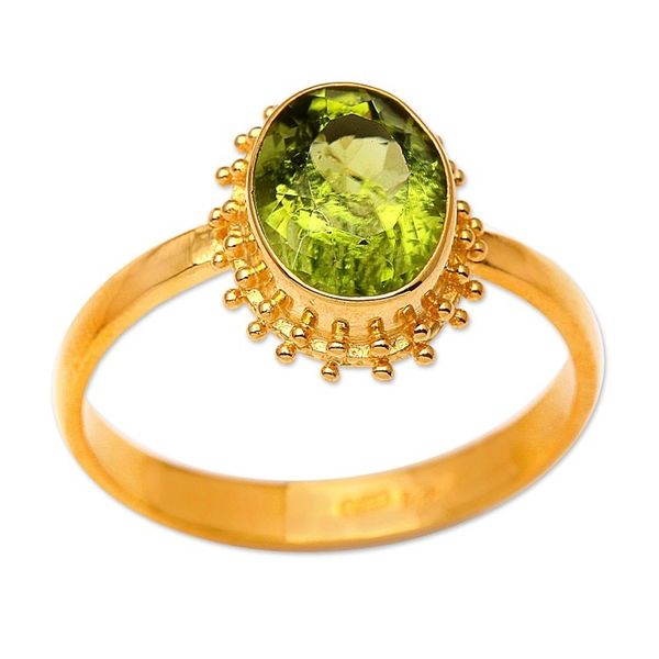 Alternate image for Oval Peridot Cocktail Ring in 18K Gold Plating Spring Brilliance