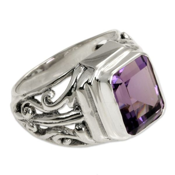 Alternate image for Mens Sterling Silver and Amethyst Ring Wisdom Warrior