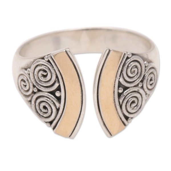 Alternate image for Balinese 18k Gold-Accented Sterling Silver Wrap Ring Split Ax