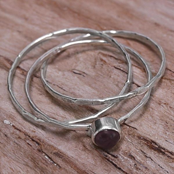 Alternate image for Garnet and Sterling Silver Solitaire Ring from Indonesia Magical Essence in Red