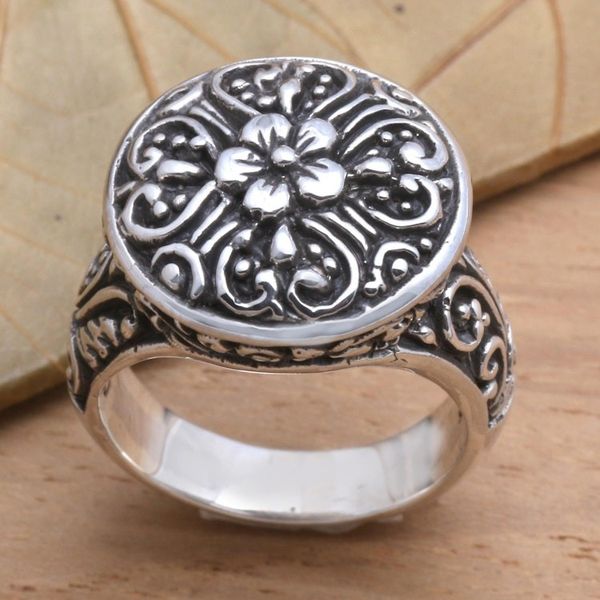 Alternate image for Bali Artisan Crafted Floral Cocktail Ring Crown of Flowers