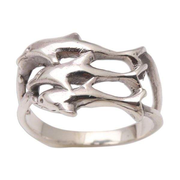 Alternate image for Sterling Silver Dolphin-Themed Cocktail Ring Synchronized Swimmers