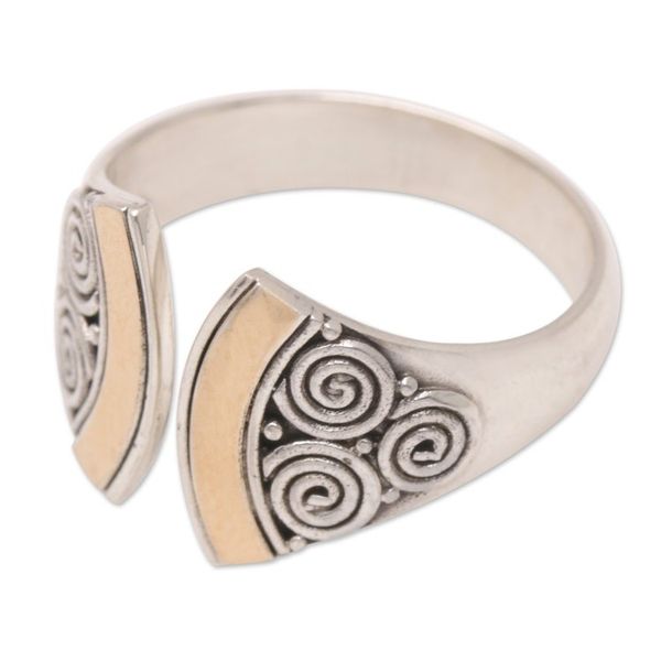 Alternate image for Balinese 18k Gold-Accented Sterling Silver Wrap Ring Split Ax