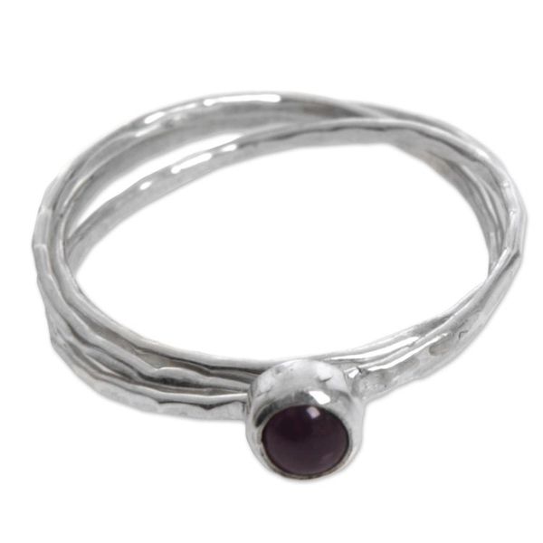 Alternate image for Garnet and Sterling Silver Solitaire Ring from Indonesia Magical Essence in Red