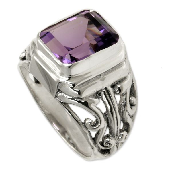 Alternate image for Mens Sterling Silver and Amethyst Ring Wisdom Warrior