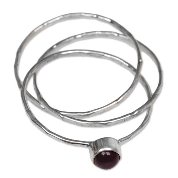 Alternate image for Garnet and Sterling Silver Solitaire Ring from Indonesia Magical Essence in Red