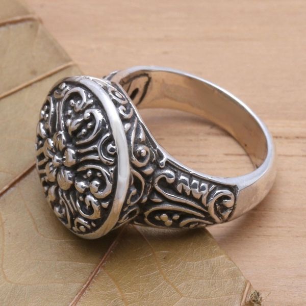 Alternate image for Bali Artisan Crafted Floral Cocktail Ring Crown of Flowers