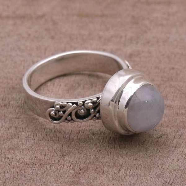 Alternate image for Rainbow Moonstone and Sterling Silver Ring from Bali Translucent Forest
