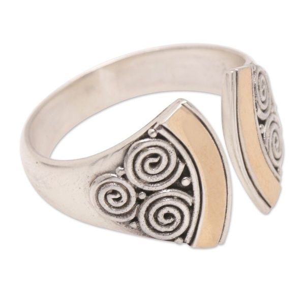 Alternate image for Balinese 18k Gold-Accented Sterling Silver Wrap Ring Split Ax