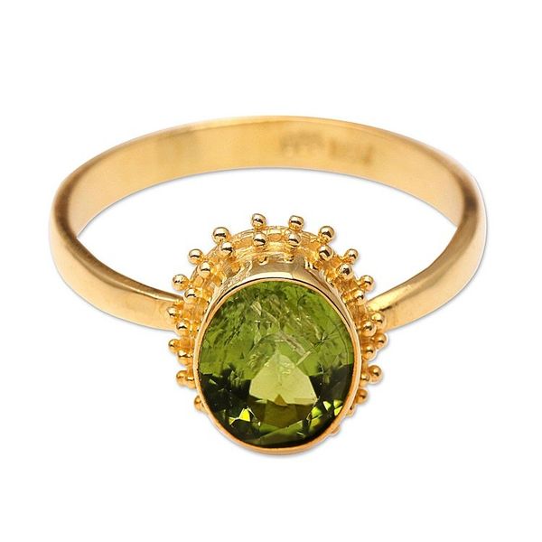 Alternate image for Oval Peridot Cocktail Ring in 18K Gold Plating Spring Brilliance