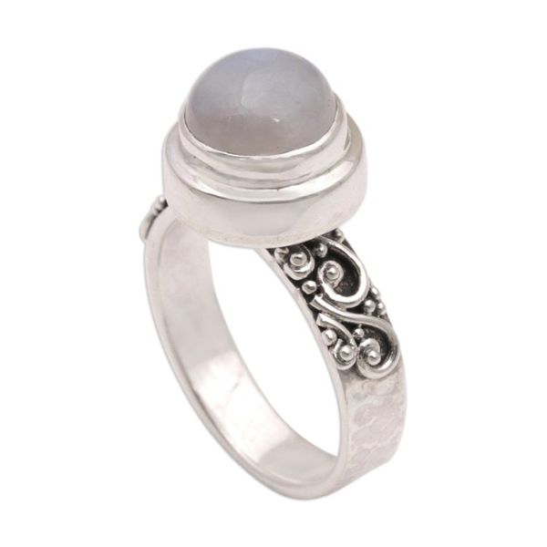Alternate image for Rainbow Moonstone and Sterling Silver Ring from Bali Translucent Forest