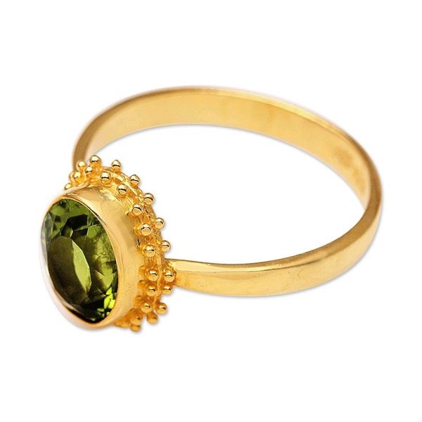 Alternate image for Oval Peridot Cocktail Ring in 18K Gold Plating Spring Brilliance