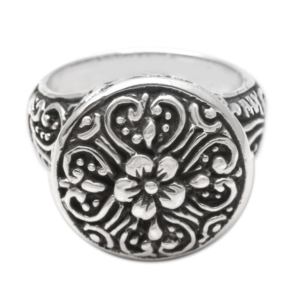 Alternate image for Bali Artisan Crafted Floral Cocktail Ring Crown of Flowers