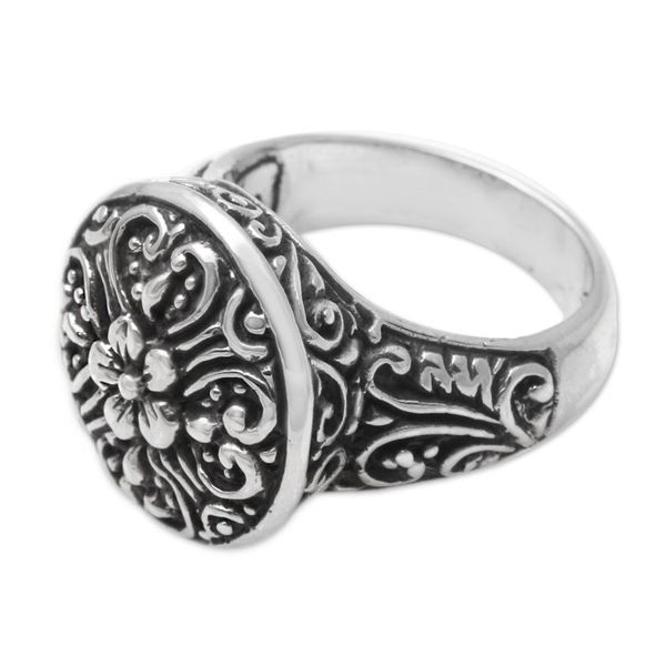 Alternate image for Bali Artisan Crafted Floral Cocktail Ring Crown of Flowers