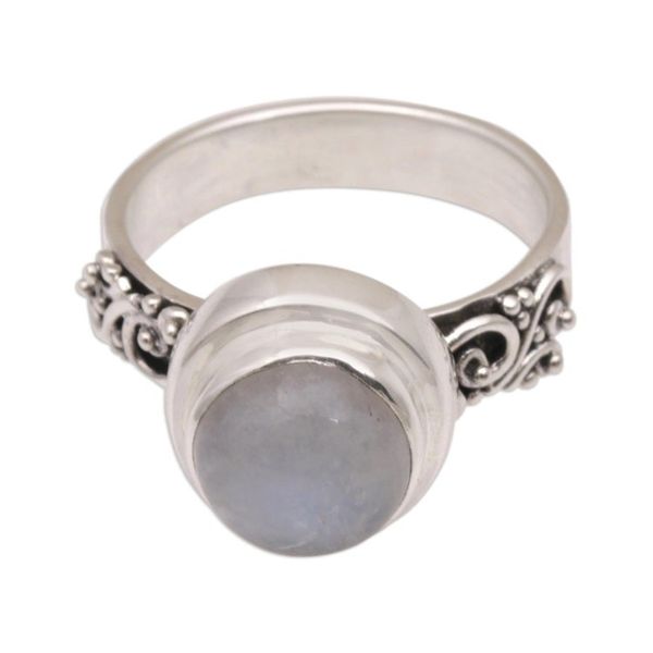 Alternate image for Rainbow Moonstone and Sterling Silver Ring from Bali Translucent Forest