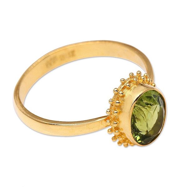 Alternate image for Oval Peridot Cocktail Ring in 18K Gold Plating Spring Brilliance