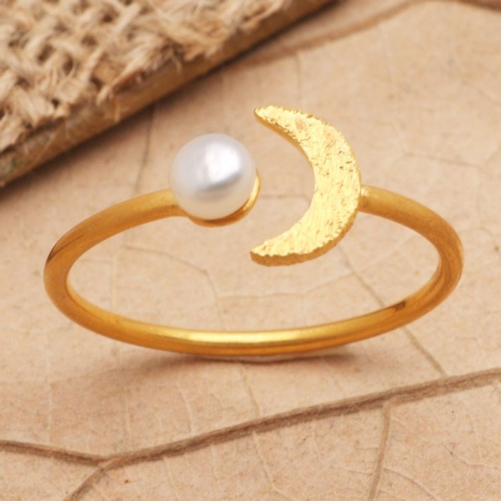 Gold-Plated Mabe Pearl Cocktail Ring 'By the Moon in Gold'