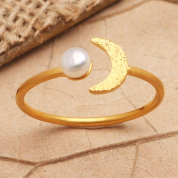 Alternate image for Gold-Plated Mabe Pearl Cocktail Ring By the Moon in Gold