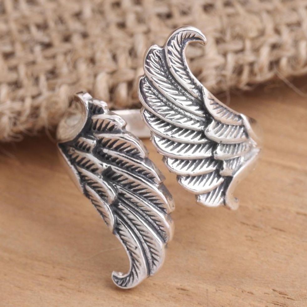 Sterling Silver Wrap Ring Reverse Wings 'Reversed Wings'