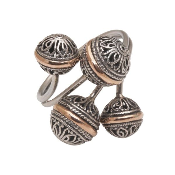 Alternate image for Sterling Silver Scrollwork with Gold Accent Wrap Ring Ornate Ornaments