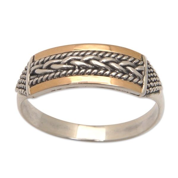 Alternate image for 18k Gold-Accented Geometric Traditional Band Ring from Bali Love Arrows