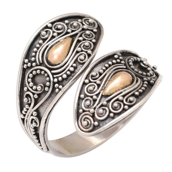 Alternate image for 18k Gold-Accented Cobra-Inspired Wrap Ring from Bali Cobra Spirit