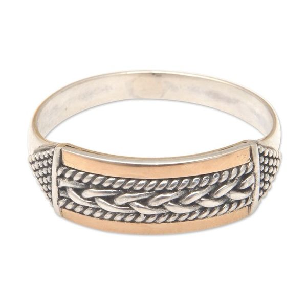 Alternate image for 18k Gold-Accented Geometric Traditional Band Ring from Bali Love Arrows