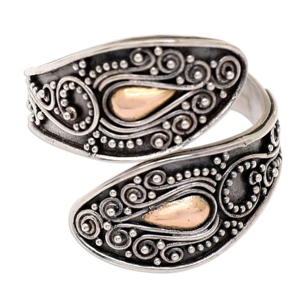 Alternate image for 18k Gold-Accented Cobra-Inspired Wrap Ring from Bali Cobra Spirit