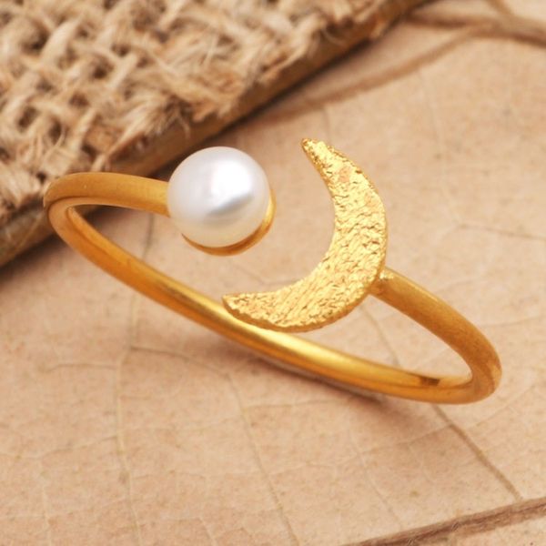 Alternate image for Gold-Plated Mabe Pearl Cocktail Ring By the Moon in Gold