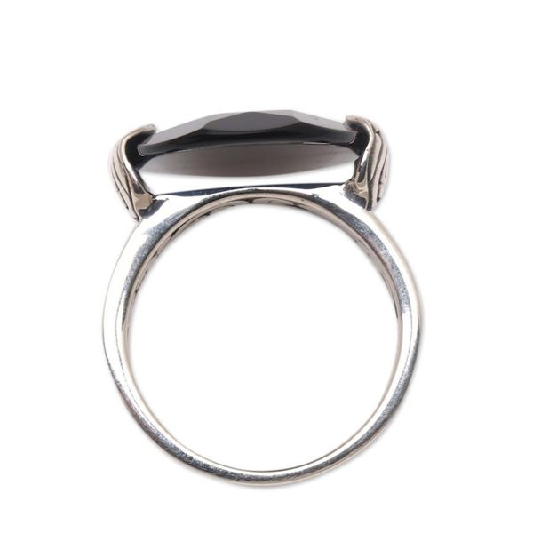 Alternate image for Oval Onyx and Sterling Silver Cocktail Ring from Bali Mysterious Oval