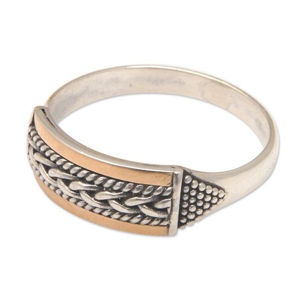 Alternate image for 18k Gold-Accented Geometric Traditional Band Ring from Bali Love Arrows