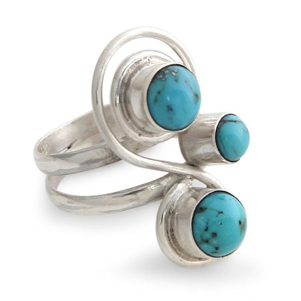 Alternate image for Silver and Reconstituted Turquoise Ring Ocean Melody