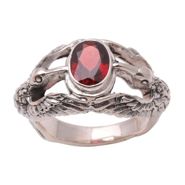 Alternate image for Mens Indonesian Sterling Silver and Garnet Ring Gift of Peace