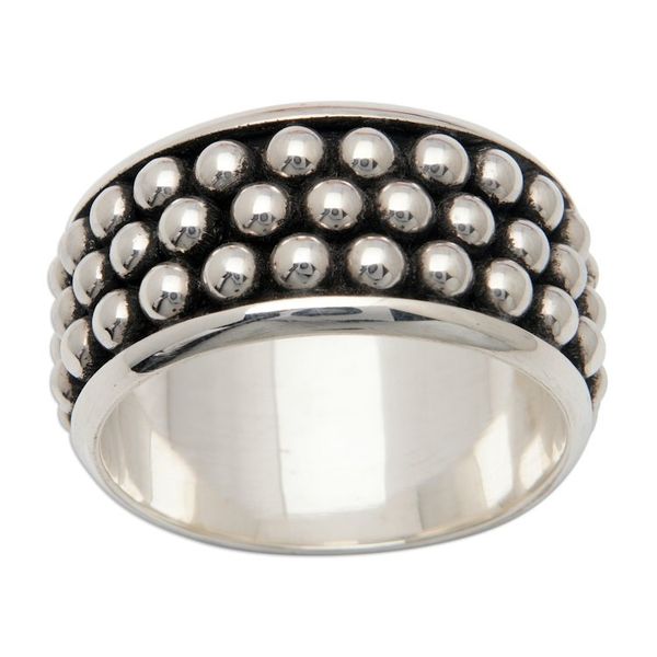 Alternate image for Mens Polka-Dot Patterned Sterling Silver Band Ring Heros Dots