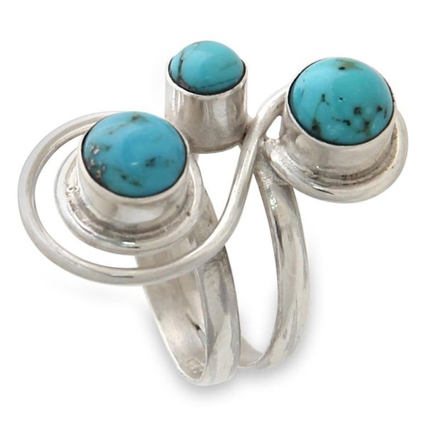 Alternate image for Silver and Reconstituted Turquoise Ring Ocean Melody