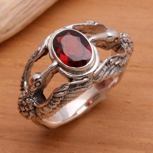 Alternate image for Mens Indonesian Sterling Silver and Garnet Ring Gift of Peace