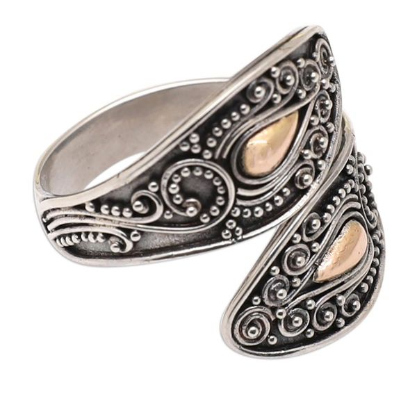 Alternate image for 18k Gold-Accented Cobra-Inspired Wrap Ring from Bali Cobra Spirit