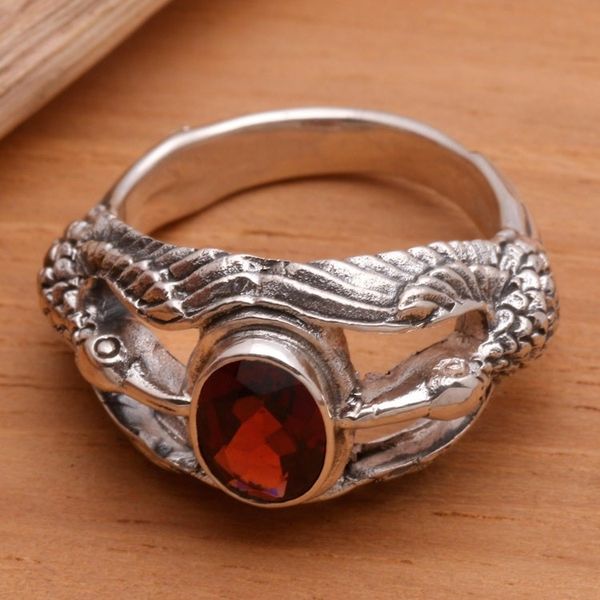 Alternate image for Mens Indonesian Sterling Silver and Garnet Ring Gift of Peace