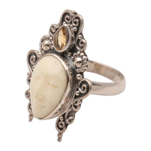 Alternate image for Cow Bone and Citrine Cocktail Ring Sleeping Princess
