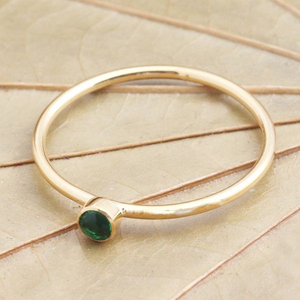 Alternate image for Green Quartz Gold Plated Solitaire Ring Subtly Sweet