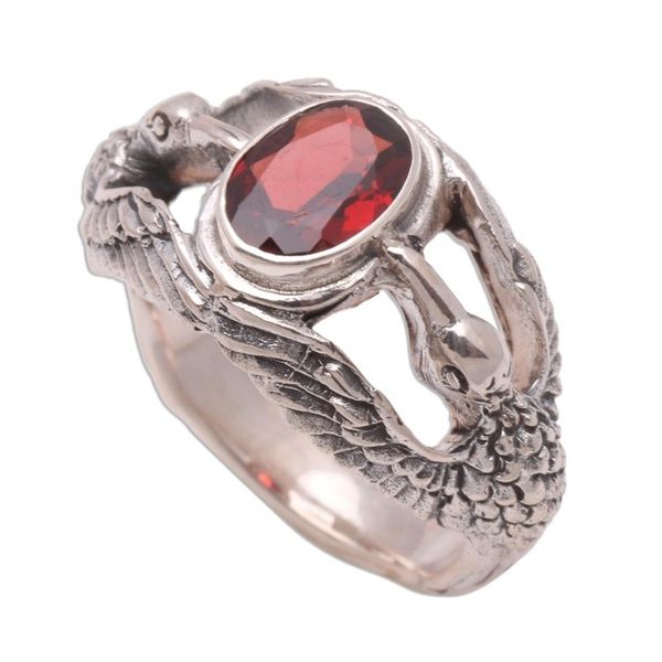 Alternate image for Mens Indonesian Sterling Silver and Garnet Ring Gift of Peace