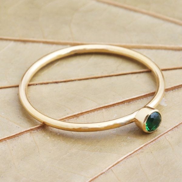 Alternate image for Green Quartz Gold Plated Solitaire Ring Subtly Sweet