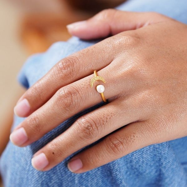 Alternate image for Gold-Plated Mabe Pearl Cocktail Ring By the Moon in Gold