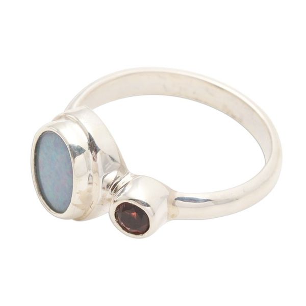 Alternate image for Opal and Garnet Sterling Silver Cocktail Ring Carrier of Light in Red