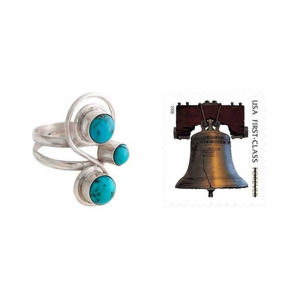 Alternate image for Silver and Reconstituted Turquoise Ring Ocean Melody