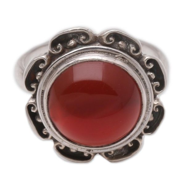 Alternate image for Carnelian solitaire ring Lotus Heart of Peace