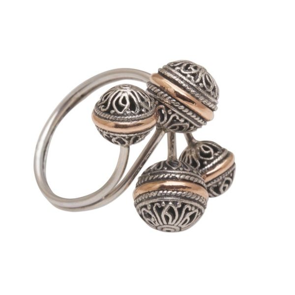 Alternate image for Sterling Silver Scrollwork with Gold Accent Wrap Ring Ornate Ornaments